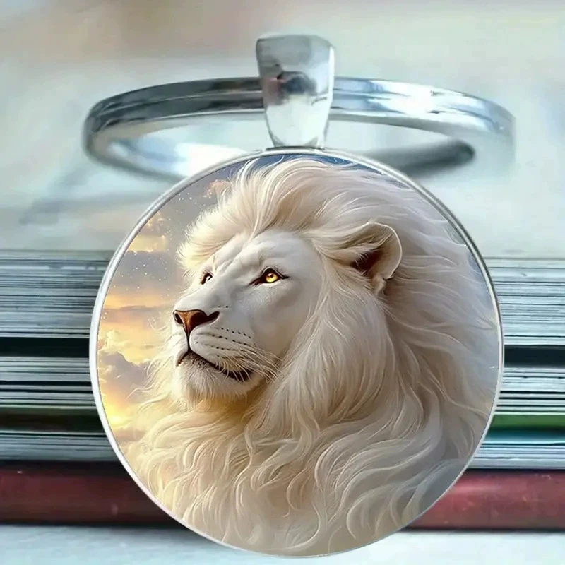 موضة الأسد الأبيض مفتاح سلسلة امرأة حقيبة كيرينغ الزفاف حلية رائعة الوقت جوهرة زوجين المفاتيح قلادة عقد دي اي واي هدية K162 #1