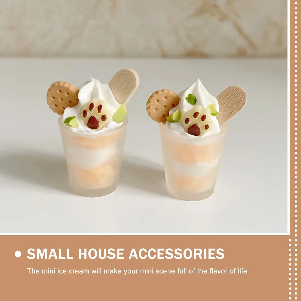 

Premium Mini Ice Cream Decoration Resin Mini House Ornament Compact Miniature Food for Dollhouse Scene Building Flavorful Life