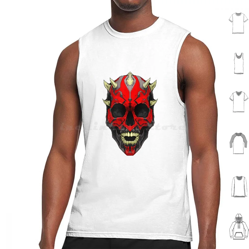 

Maul Skull Tank Tops Print Cotton Skull Maul Horns Darth Maul Horned Skull Skul Creepypasta Creepy Culture Dark