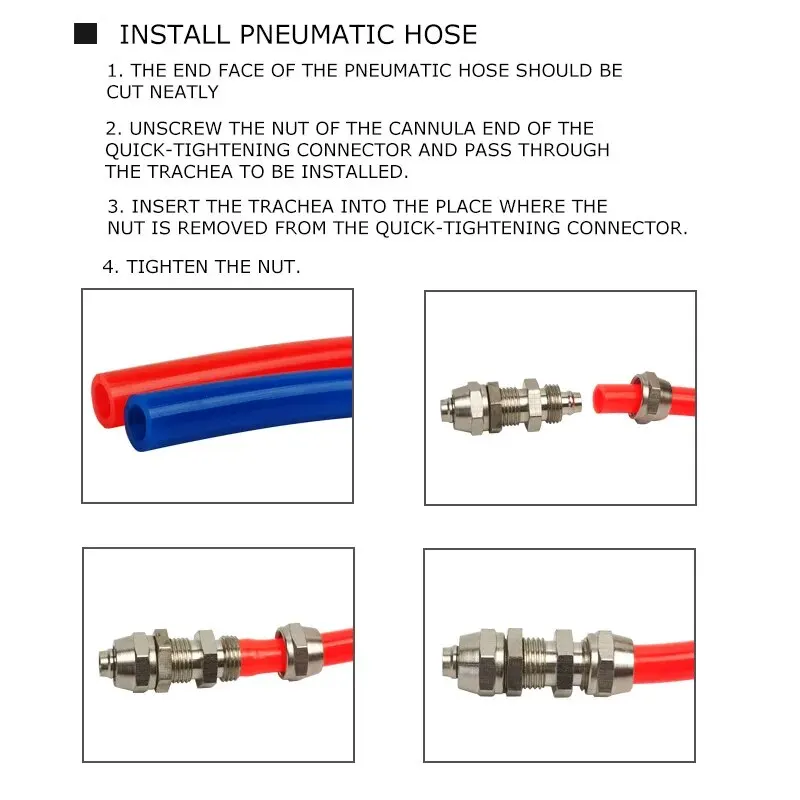 10PCS KL-PM4/6/8/10/12/14/16 Quick Pneumatic Fitting Twist Straight Threa Copper Nickel Plated High Voltage Lock Connector