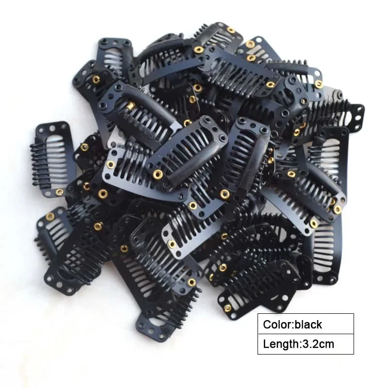 100pcs/lot Professional Hair Extension Clips Manganese Steel Salon Use Clip 3.2cm 9-teeth DIY Clip in Hair Extension