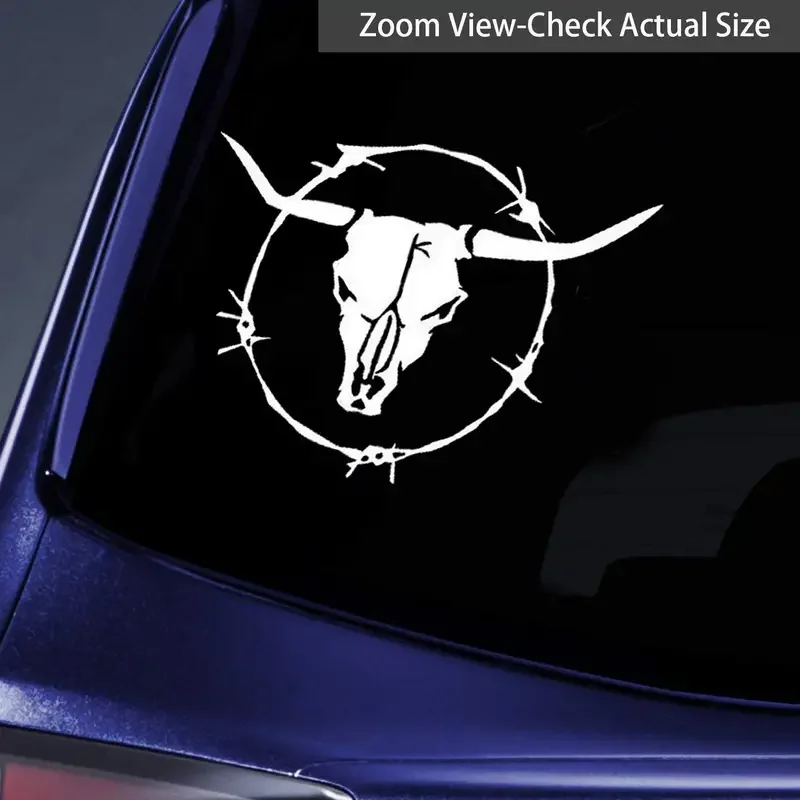 Bull Skulls Barb Wire Cow Country Trailer Car Stickers For Laptop Car Motorcycle Vehicle Paint Window Toolbox Guitar Scooter Dec