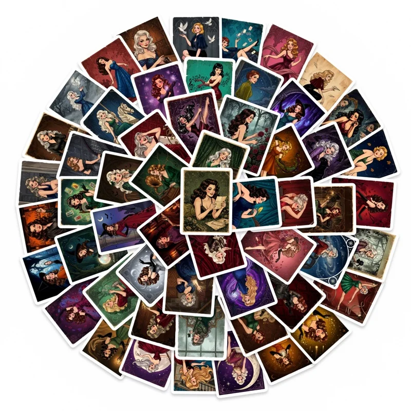 

50PCS Retro Beauty PVC Sticker Aesthetic DIY Decoration Phone Laptop Luggage Skateboard Graffiti Decals for Kids