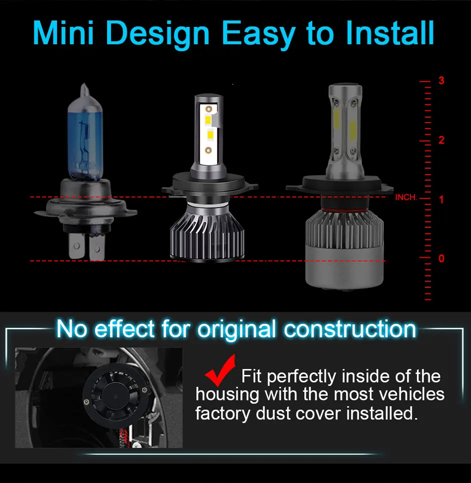Faro Led de 2 piezas H7, 160000LM, 180W, 3570 Chips H1 H4, bombillas LED, lámparas Turbo 4300K, 6000K, 8000K, 80000LM, 110W, H8, H9, H11, luces