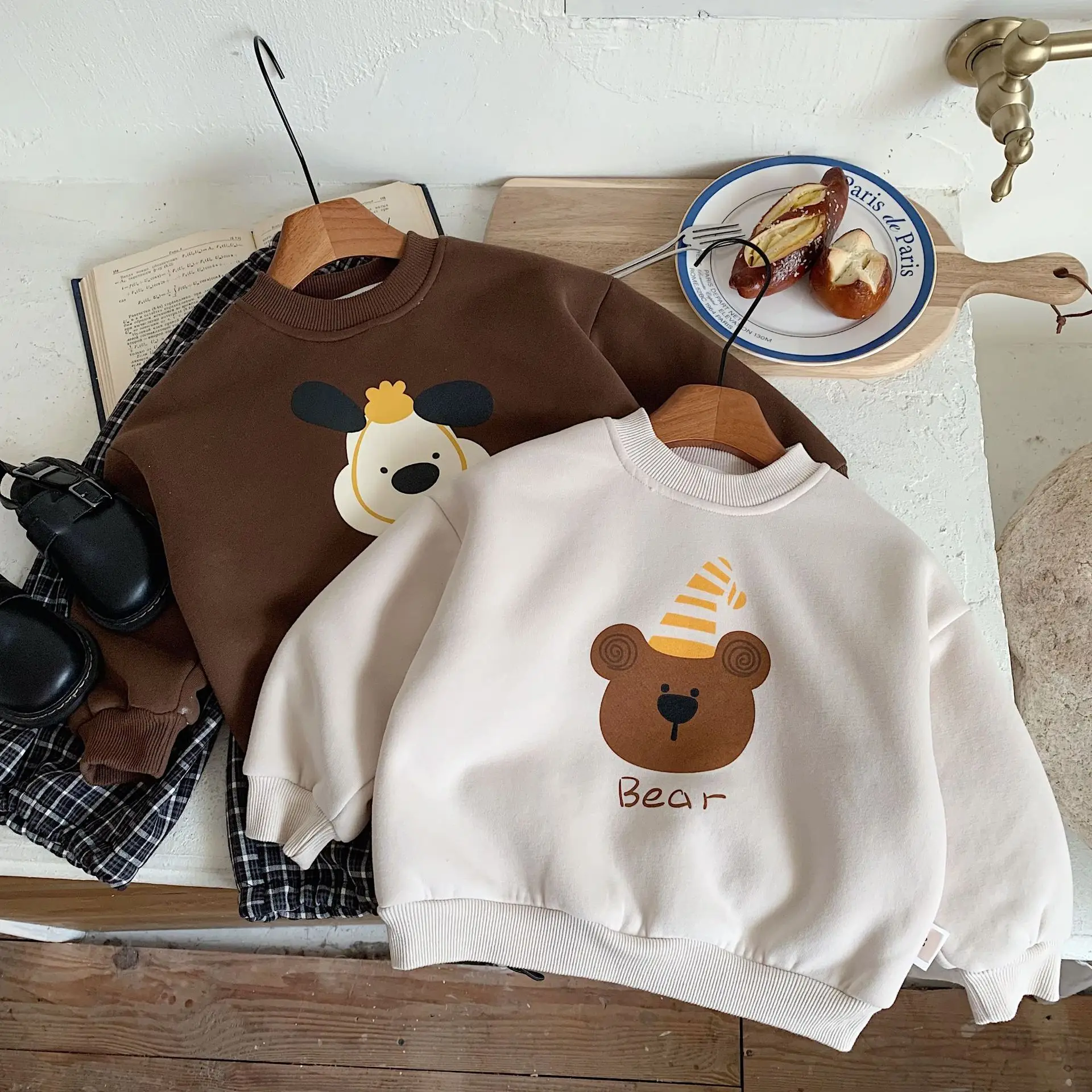 

Children 1-8Y Boy Sweatshirt 2025 Winter Cartoon Printed Thick Warm Toddler Kid Boy Pullovers Casual Versatile Teenager Boy Top