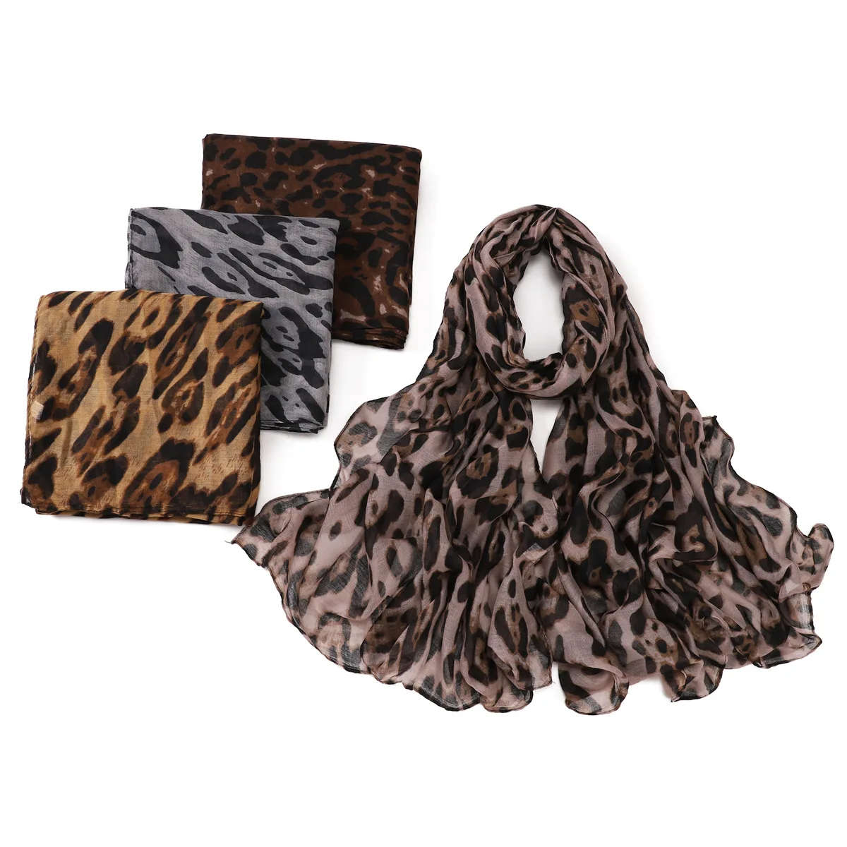 90x180CM Big Size Classic Leopard Print Headscarf Muslim Women Trendy Voile Soft Hijab Shawls Popular Style Long Scarf Bandanas