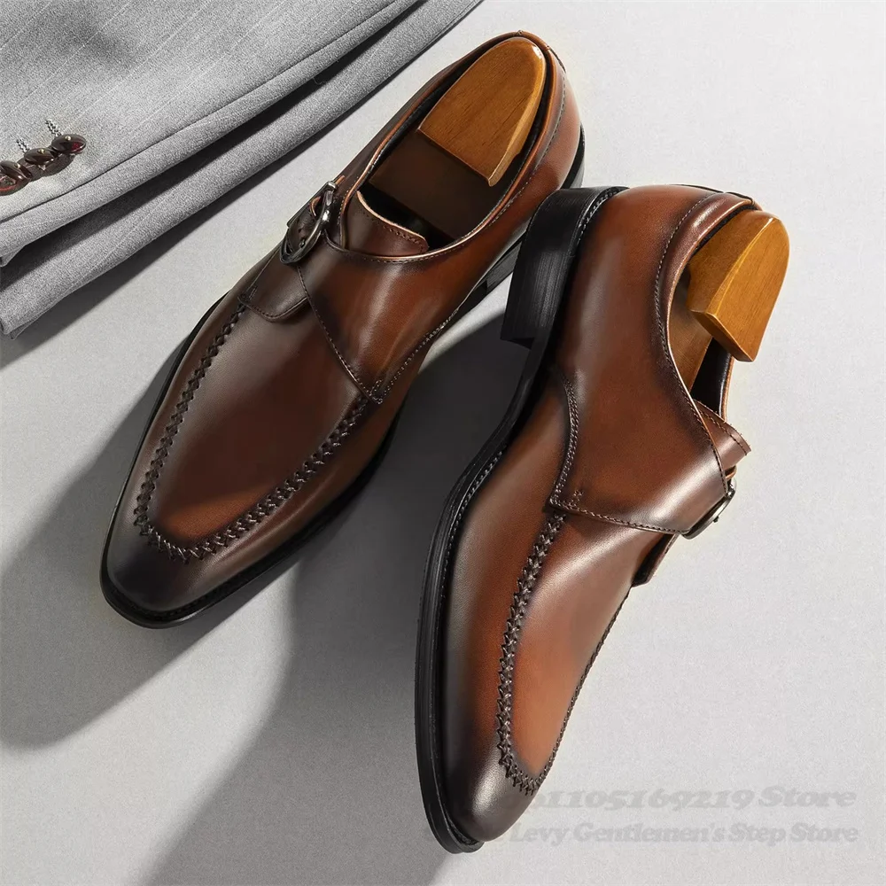 

Новые мужские кожаные туфли 2026 года: черные, остроносые, в стиле ретро, повседневные, британский стиль, с пряжкой, деловые, классические, из натуральной кожи