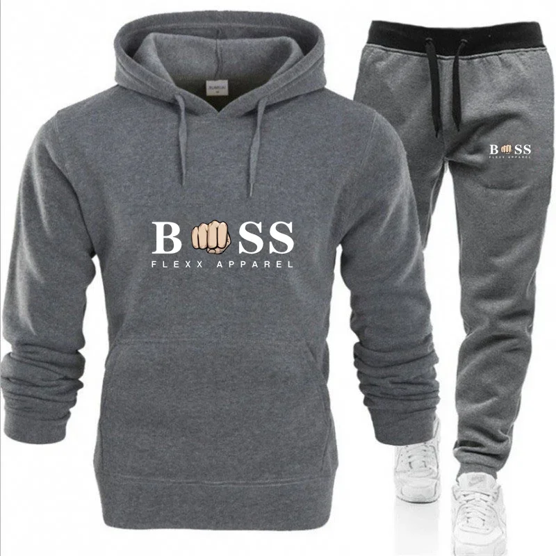 2023 Autumn/Winter Men\'s and Women\'s Hooded Sweatshirt Set Couple Jogging Sweatshirt Plus Size Street Sportswear Set