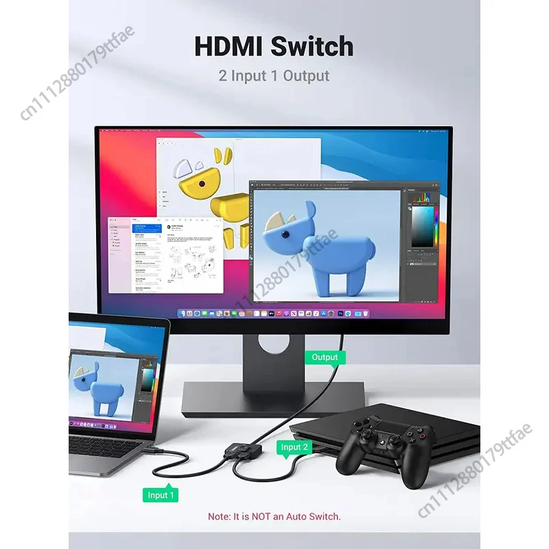 Original UGREEN HDMI Switch 4K@60Hz Bidirectional 2 in 1 Out 1 in 2 Out HDMI Splitter with 3.3FT Cable Support HDR 3D HD