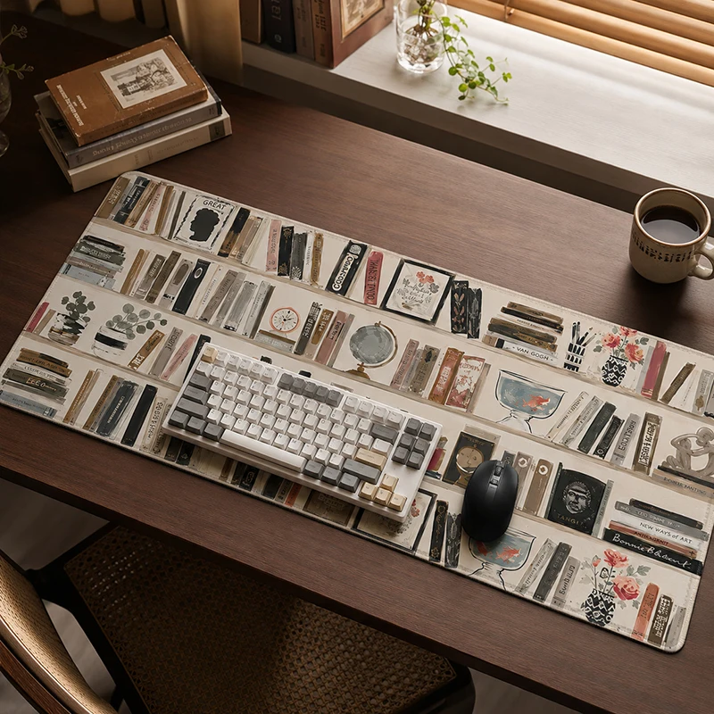 Vintage Bookshelf Collection Mouse Pad Gaming printon demand HD Custom Mousepad XXL Playmat Natural Rubber Soft Mouse Mats