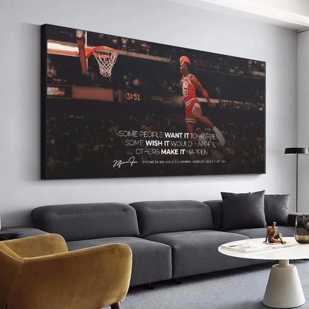 

Jordon Quotes Motivational Basketball Posters and Prints Legend Basketball Star Canvas Painting Sport Wall Art Home Decor Mural