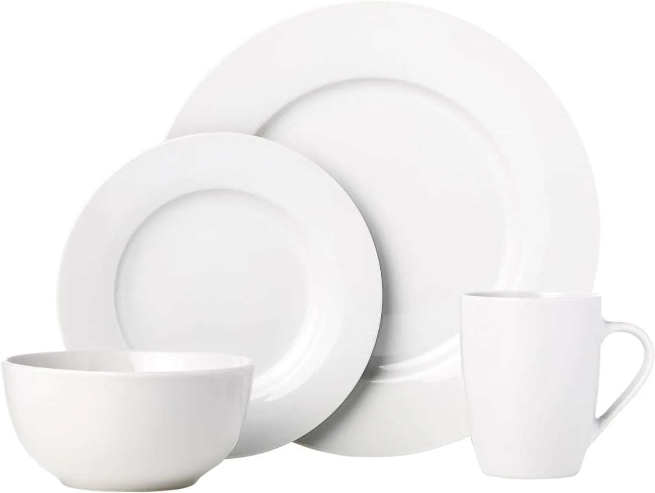 Imagem -02 - Básico-louça de Cozinha em Porcelana Pratos Taças e Canecas Serviço 16 Pcs