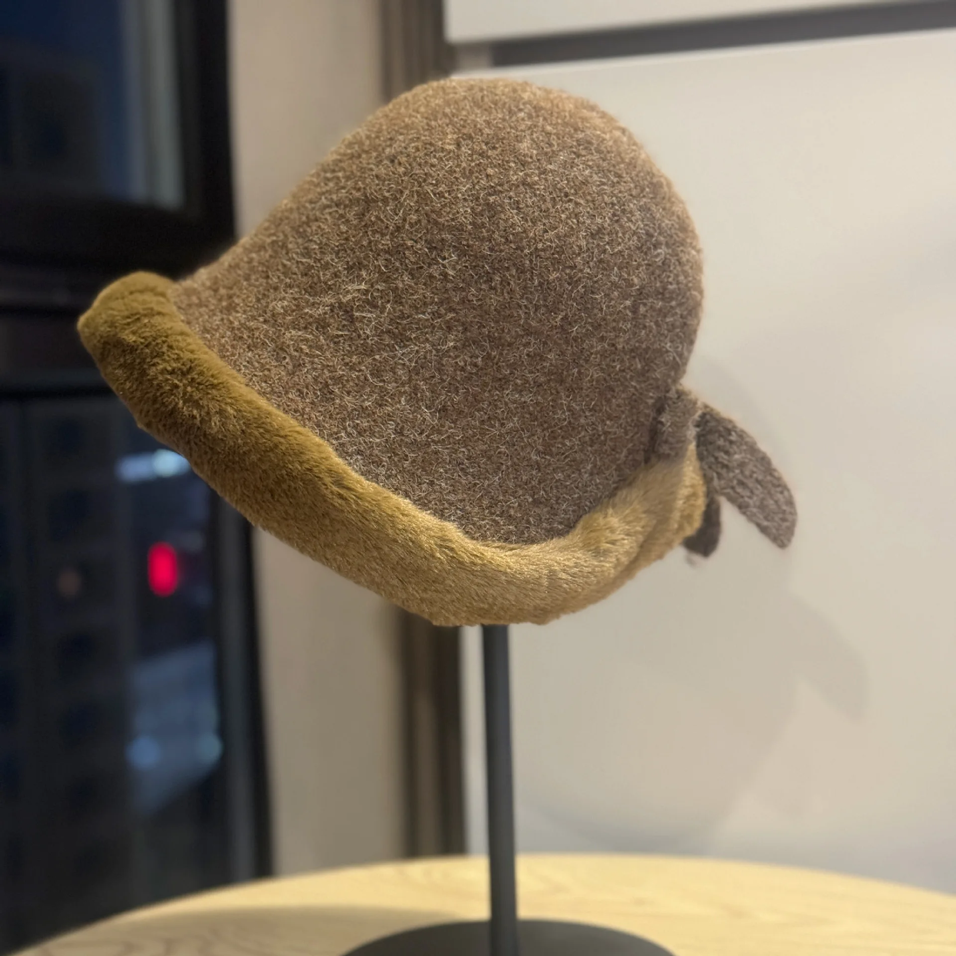 Women's Plush Bucket Hat with Rear Slit Design | Thermal Winter Fisherman Cap | Face Slimming Luxury