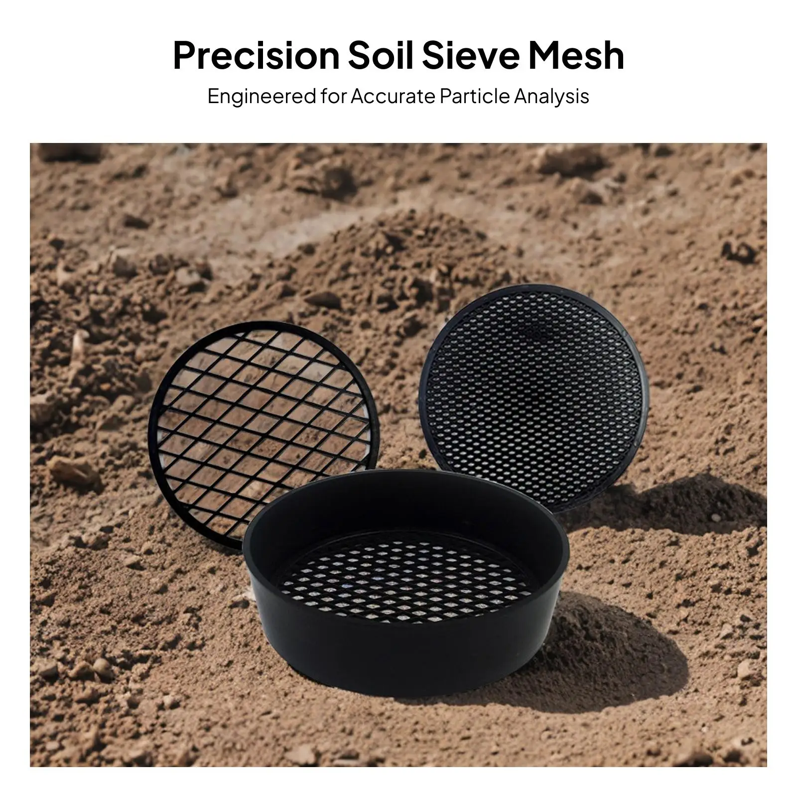Sifting Pan Gardening Tool Riddle Sieve Mesh with Three Attachments for Soil Debris and Sand Filtering