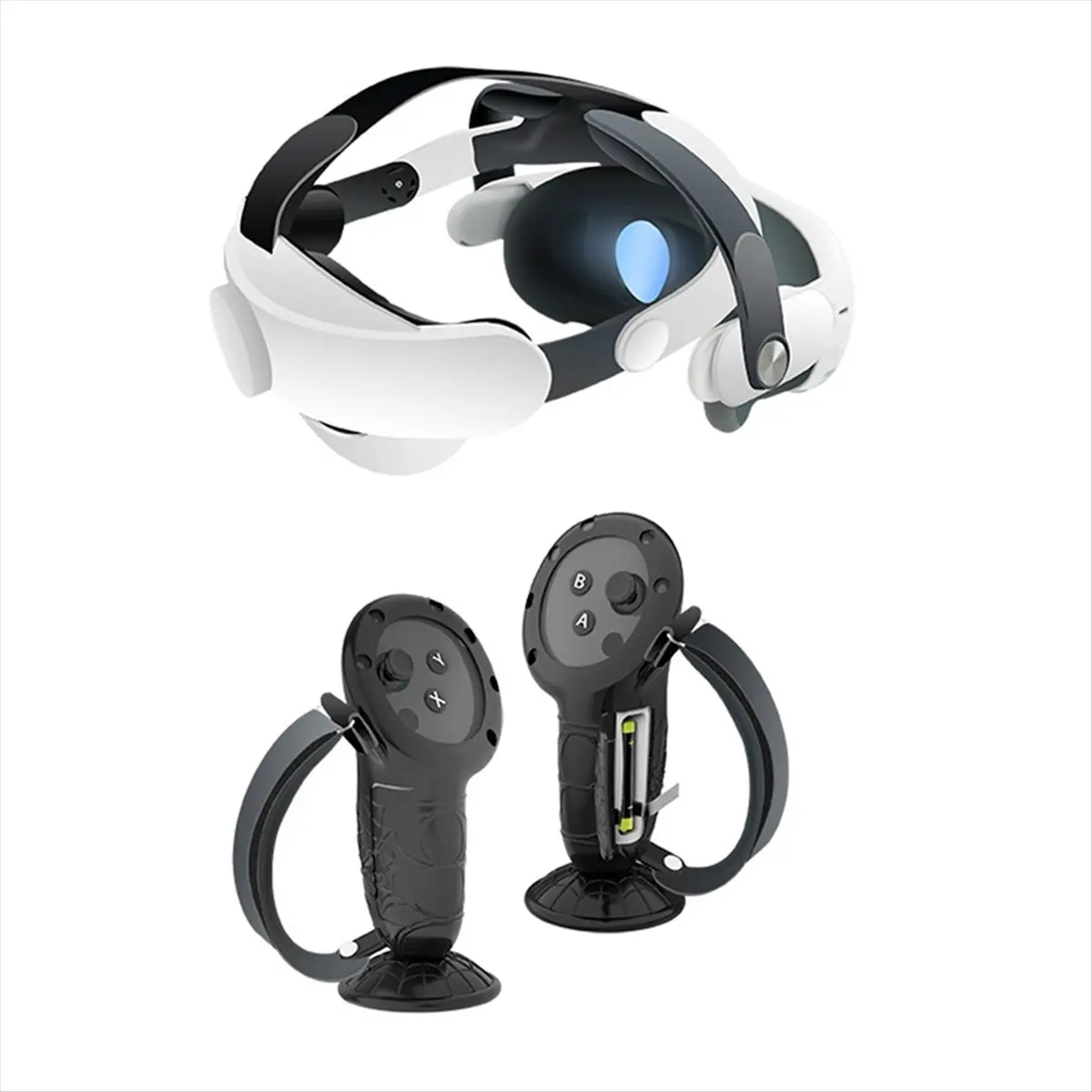AABFK Handle Controller Protective Cover+Headband+ Battery Cover+ Lens Protective Cover Set for Meta Quest 3 VR Accessories
