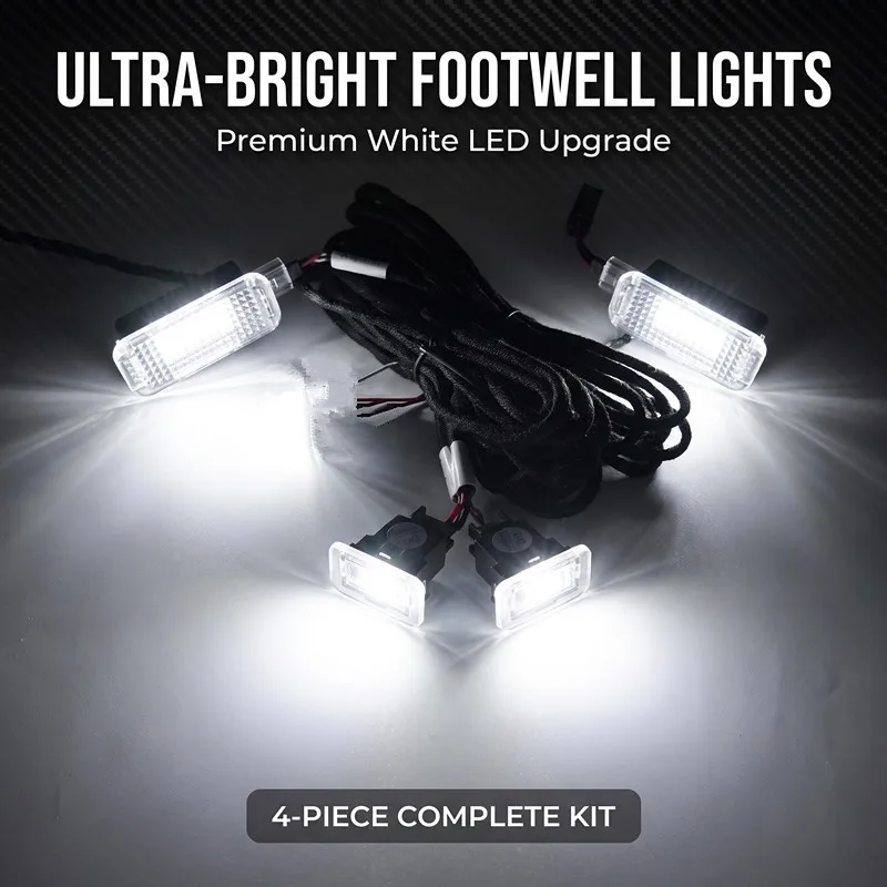LED Footwell Light Kit with Wiring Harness, Interior Foot Lamp Compatible with Audi A3 8V 2013-2016, Under Dash Ambient Footwell