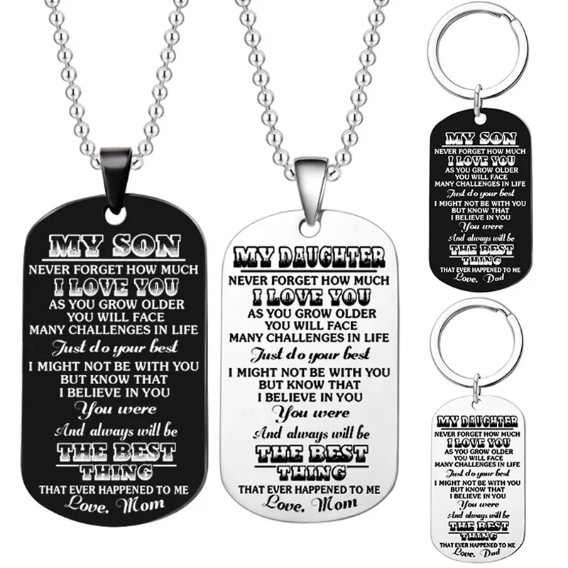 Dog Tags Pendant Necklace Family Jewelry To My Son Daughter I Want You To Believe Love Dad Mom Necklace Military Army Cards