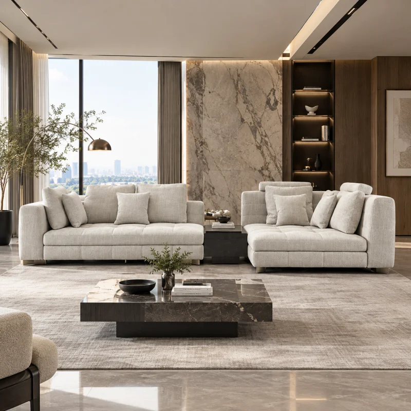 OAKEN Italian Modern Luxurious Linen Fabric Connery Sofa Living Room Furniture Living Room Sofa Custom for Home Furniture