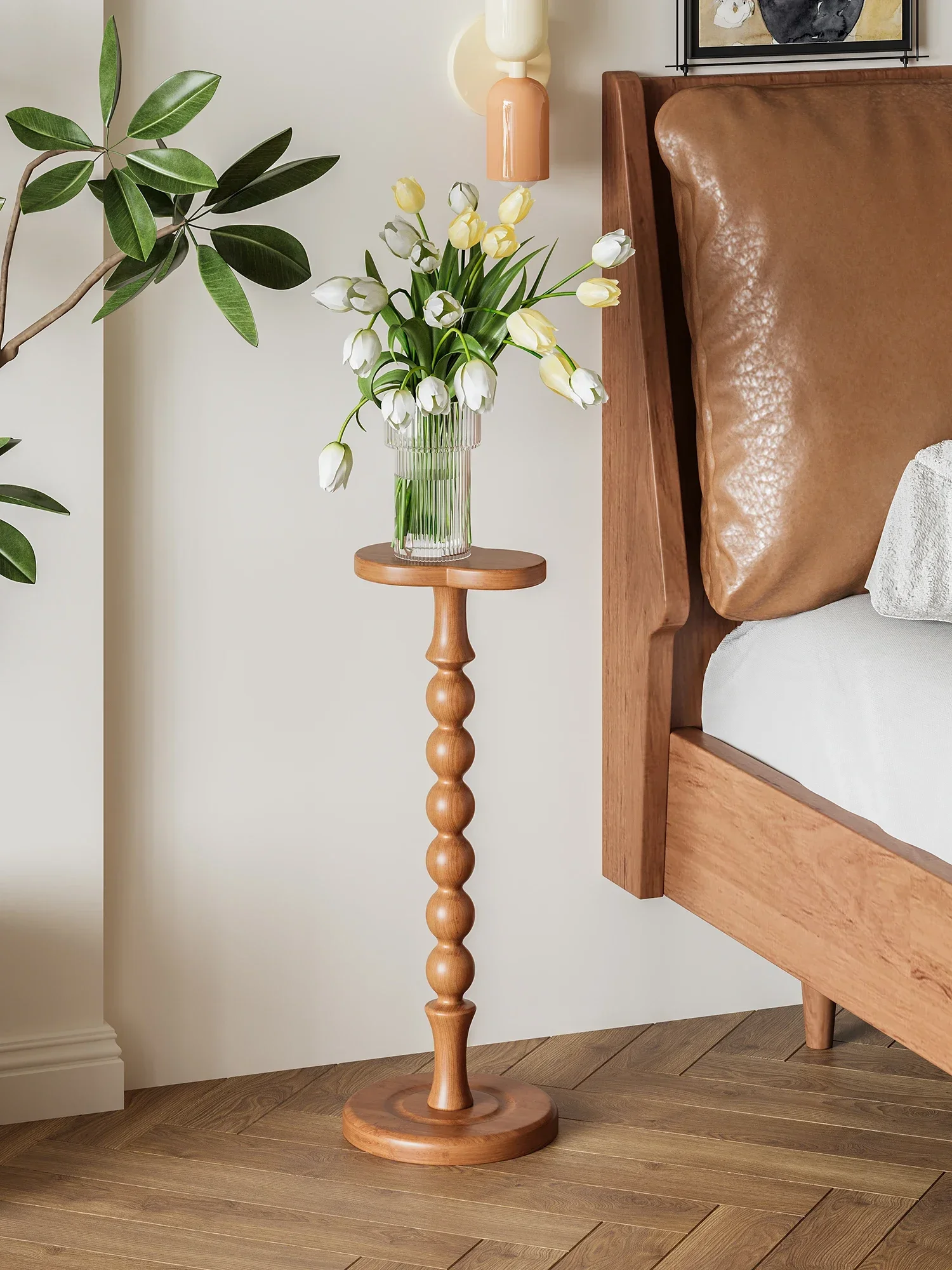 medieval solid wood edge table, gourd-shaped coffee table, bedroom sofa side corner table