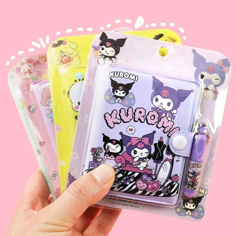 Sanrio Kuromi Portable Notebook Cute Anime Cartoon My Melody Cinnamoroll Child Miini Ledger School Supplies Stationery Gifts