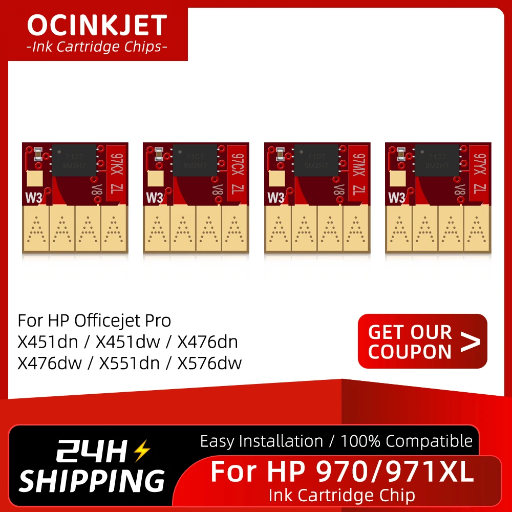 4 Colors Permanent Chip ARC Reset Chip For HP 970 971 970XL 971XL For HP Officejet Pro X451dn X451dw X476dn X476dw X551dn X576dw