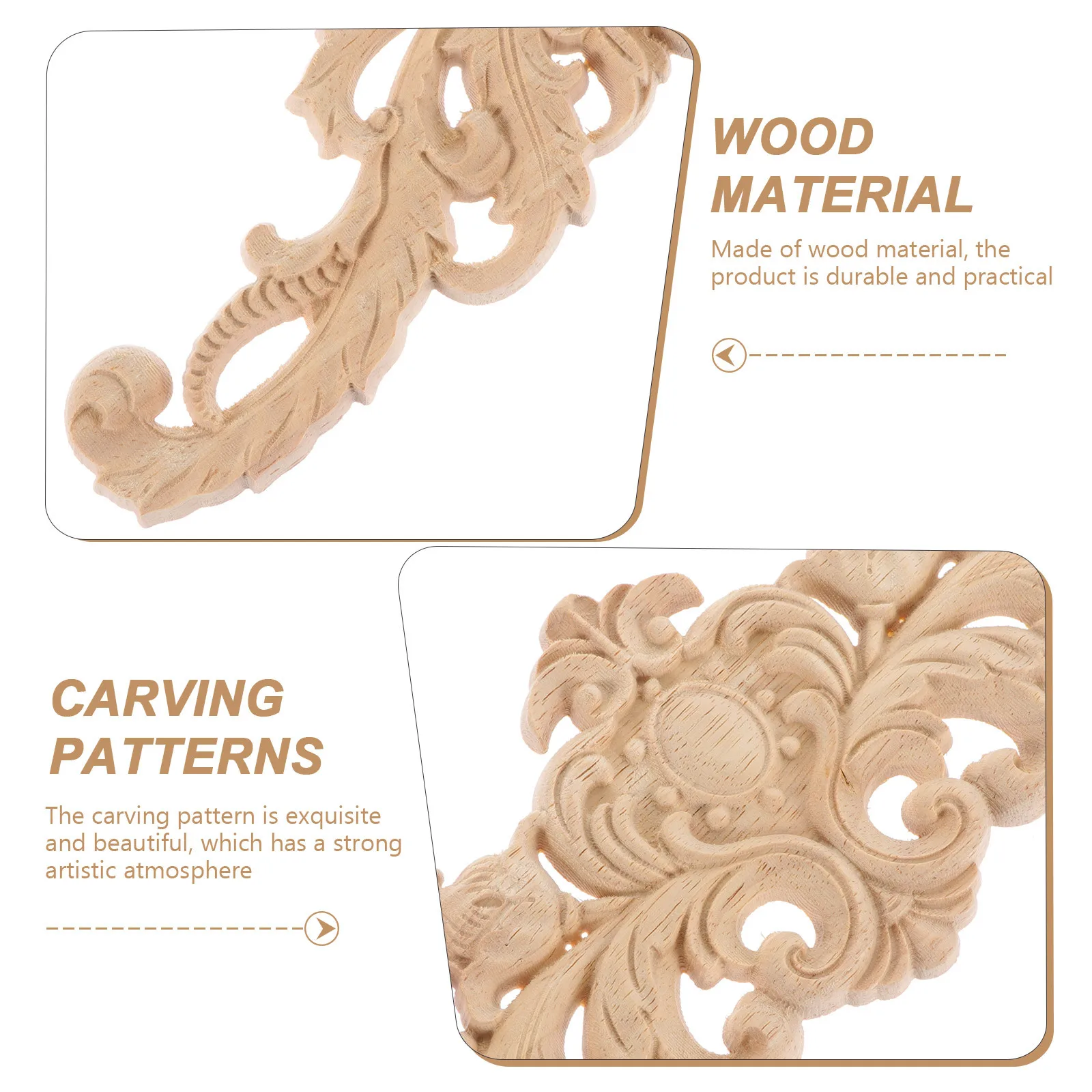 

4Pcs DIY Wood Onlay Applique Unpainted Carved Wooden Trim for Furniture Wall Door Cabinet Ornament Decoration DIY Wood Onlay