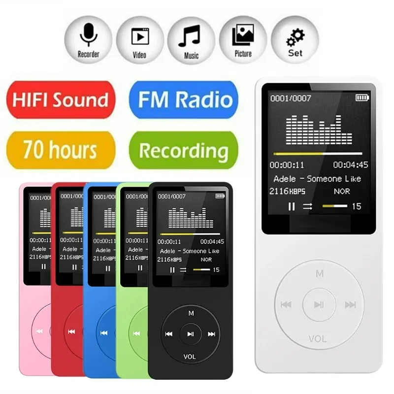 MP3 Player Rechargeable Record Noise Conduction Media Lossless Pocket Sport Music Play with Micrphone Walkman Machine New Gift