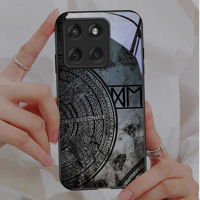 Ancient Norse Codex Black Glass Phone Case For Motorola Moto Edge 60 20 Lite 30 70 Pro 40 Neo 50 Ultra G14 G22 G35 Back Cover view 3