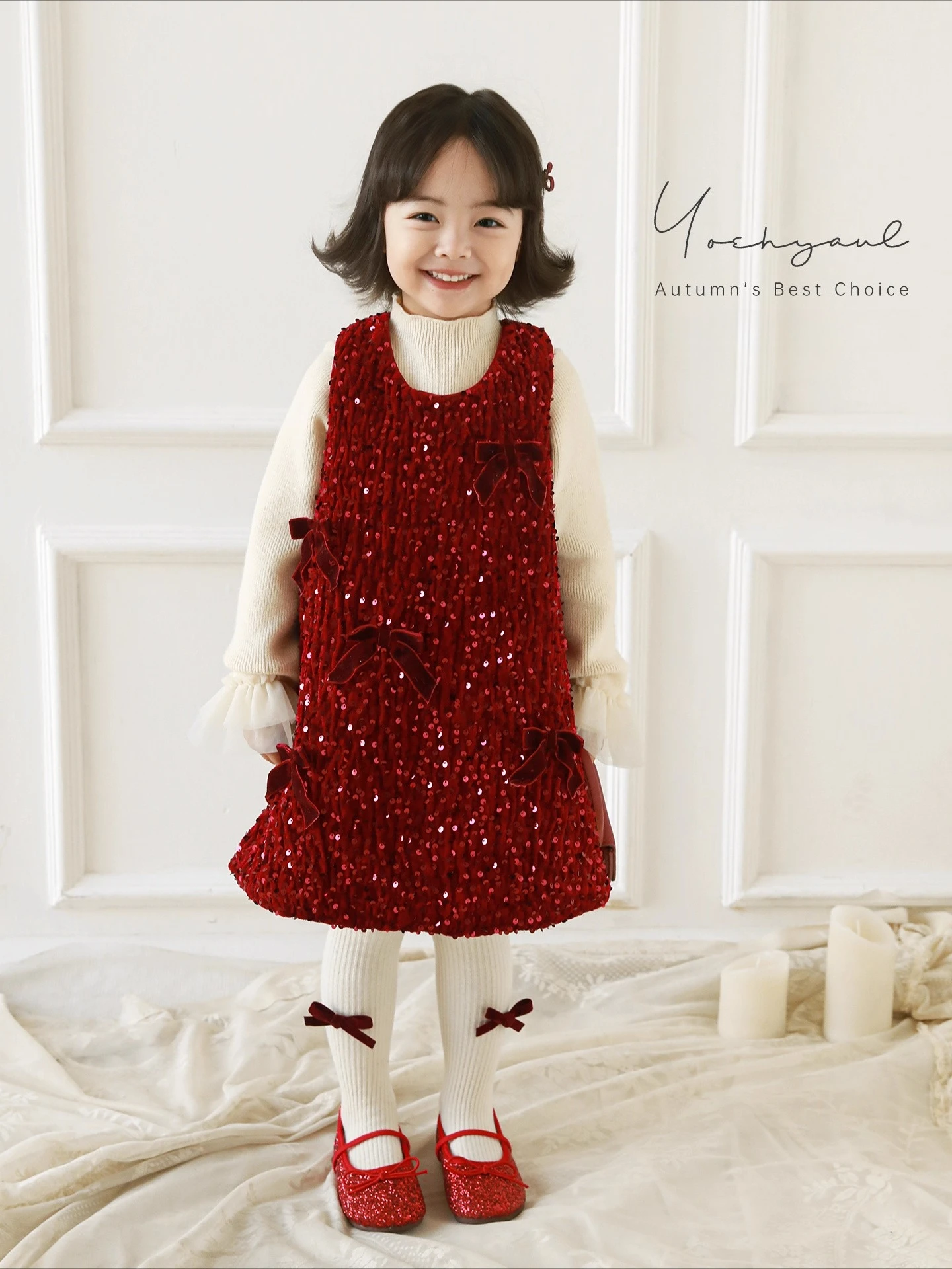 

Новинка 2023 года, зимнее блестящее платье-жилет принцессы для девочек, плюшевое термотолстое праздничное платье для детей от 1 до 7 лет