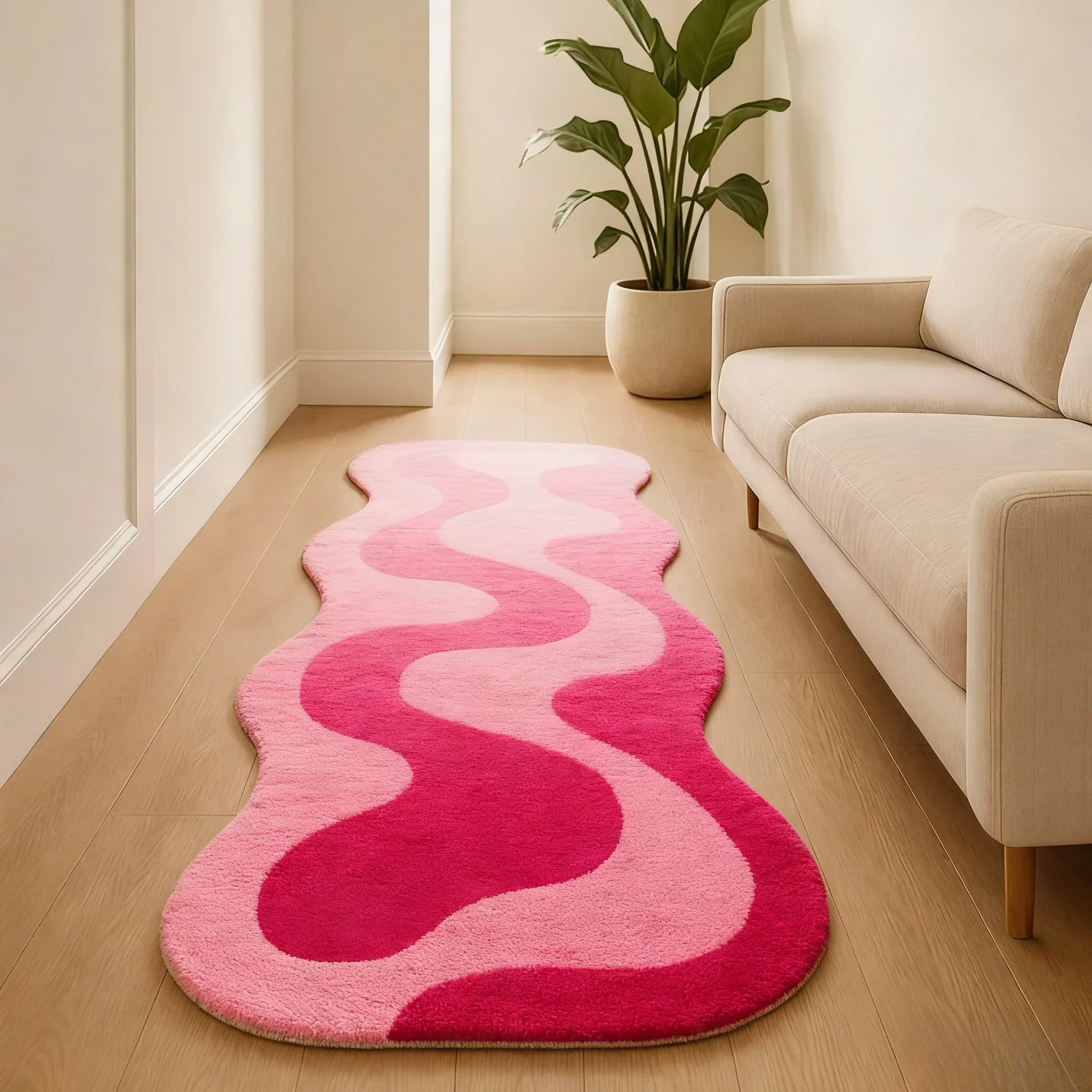 VIKAMA Gradient Wave Rug Warmtebehoudende en antislip slaapkamer entree- en nachtkastmat woonkamer bankkleed woondecoratie