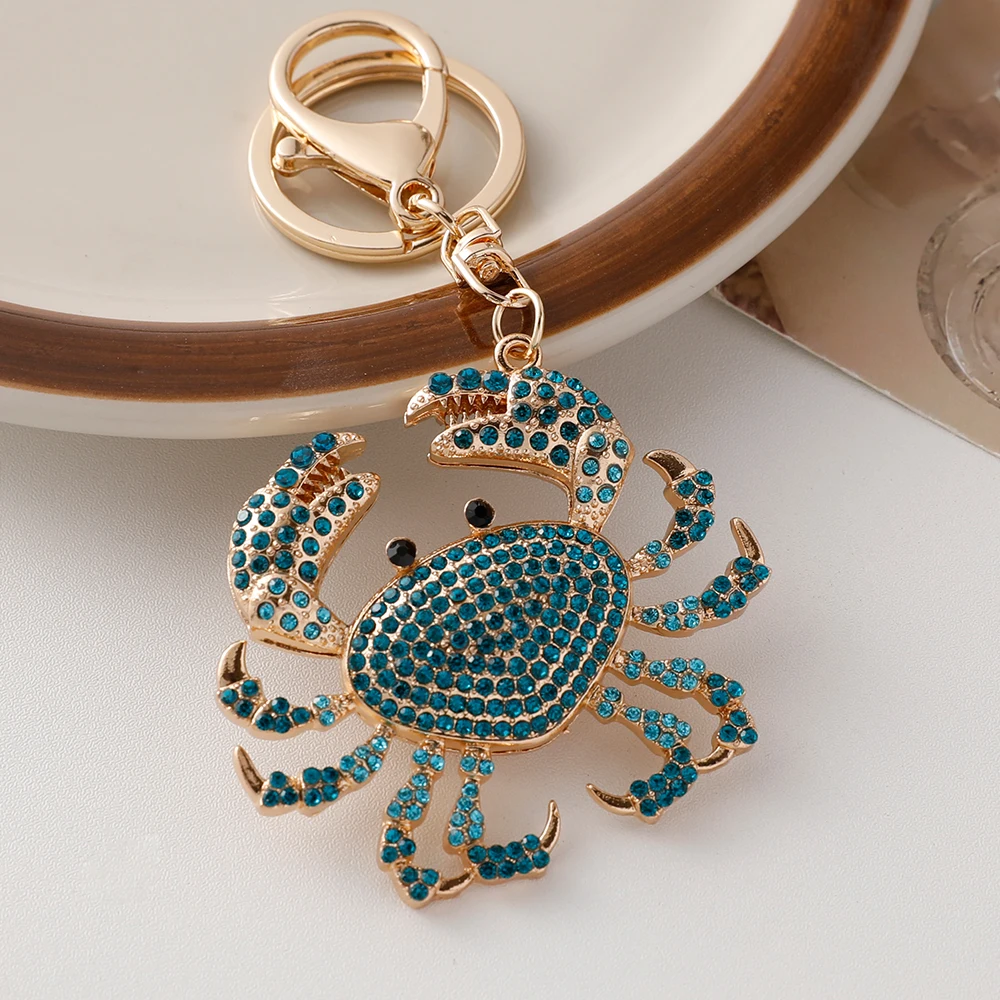 Sparkling Crystal Crab Keychain Hawaii Beach Vacation Souvenir Gift Key Ring