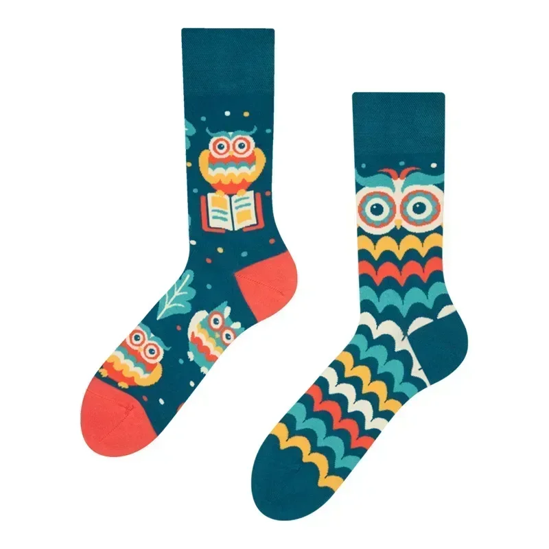 New Fashion Socks AB Asymmetric Mandarin Duck Socks for Men and Women Medium High Tube Cotton Socks