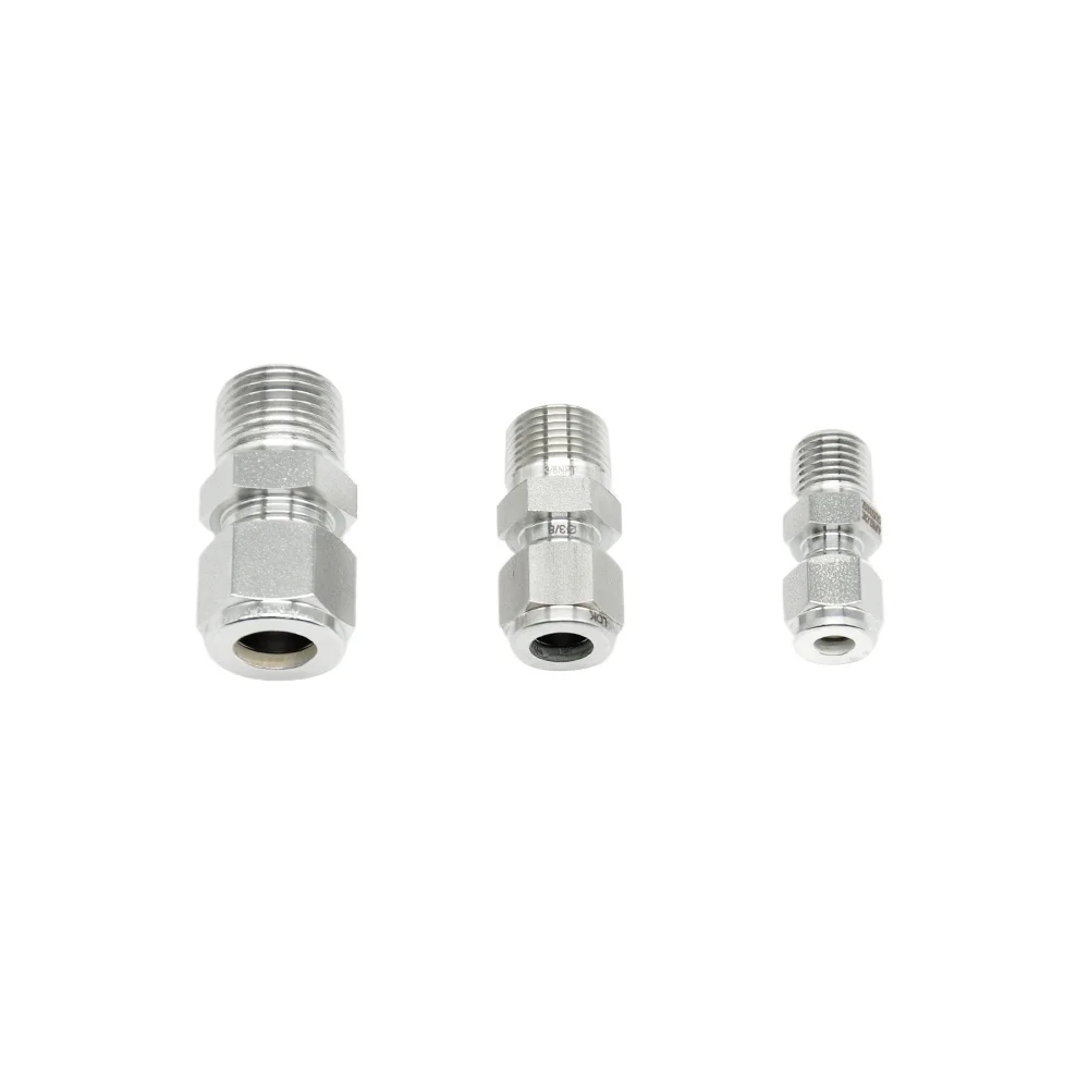 1/8 Tube x 1/4 NPT Thread Male Connector Stainless Steel Ferrule Straight Tube Connector