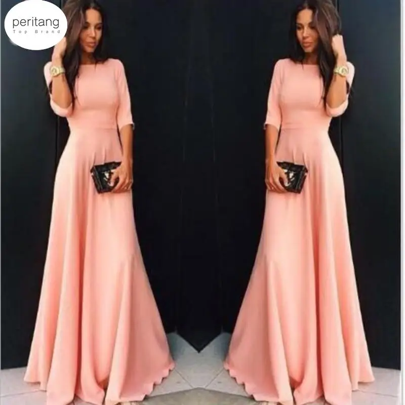 

Women Long Maxi Dresses Bohemia Dress O Neck Three Quarter Sleeve Ethnic Summer Beach Female Stylish Style Dresses Female