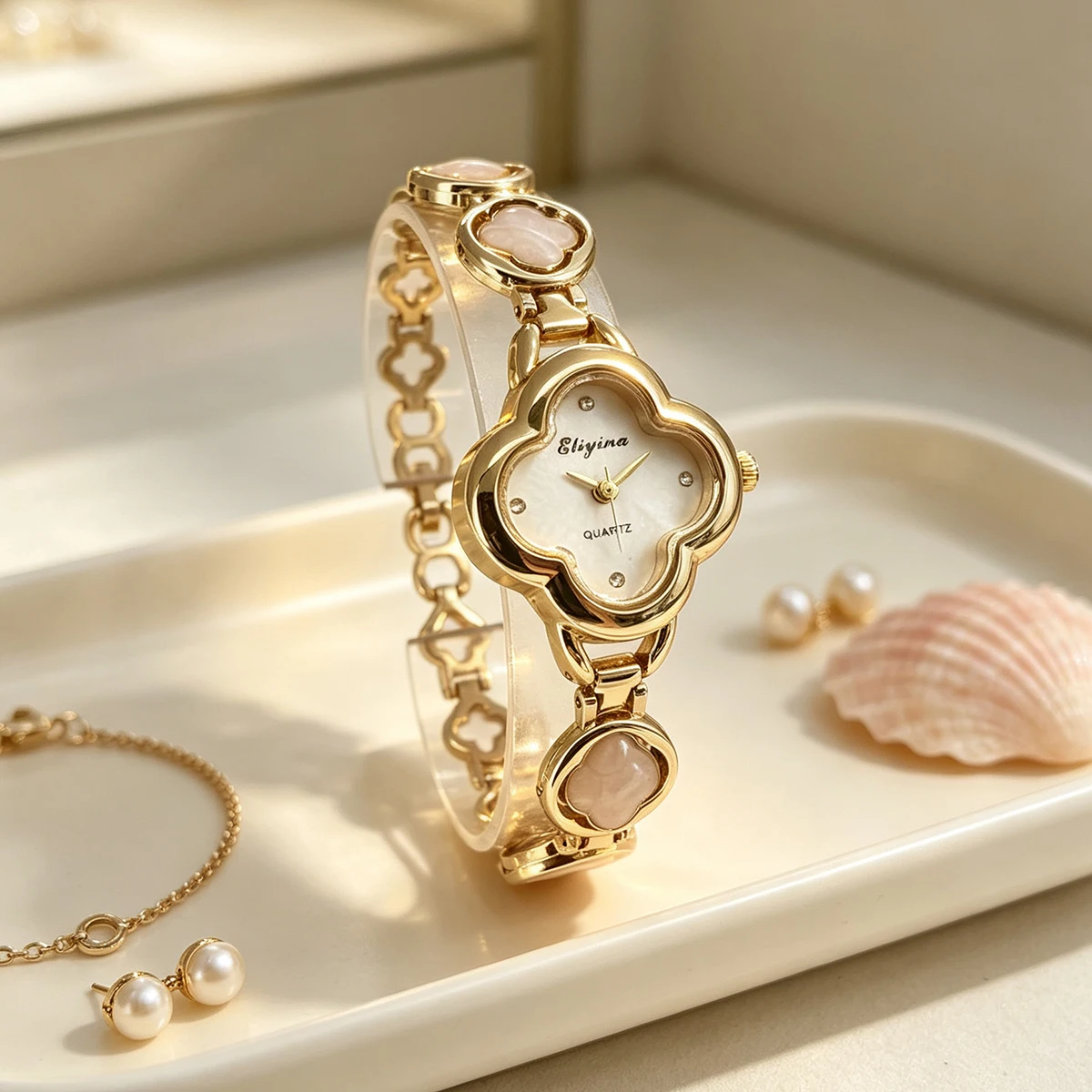 새로운 스타일의 스톤 소재 네잎 클로버 여성용 시계, - Stones Watches & Jewelry In Sweden Ab 리뷰 및 가격