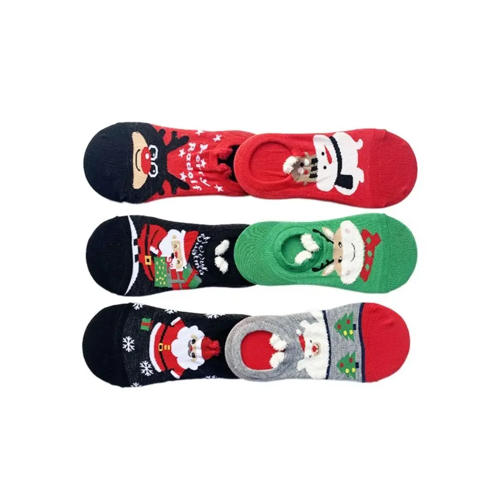 6Pairs Comfortable Elk Christmas Socks Women Bear Penguin Xmas Low-Calf Socks Hosiery Breathable Christmas Tube Socks Boys