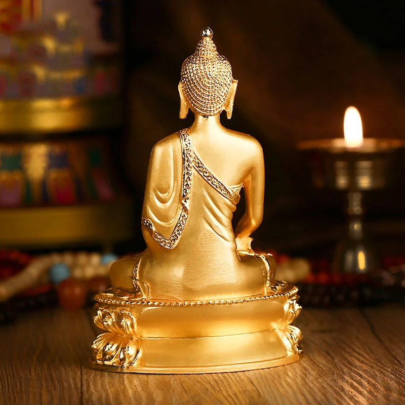 14 سنتيمتر آسيا تايلاند المنزل سيارة متجر المذبح التذهيب بوذا تمثال ساكياموني بوذا يبارك الأسرة آمنة الصحة البرونزية تمثال #3
