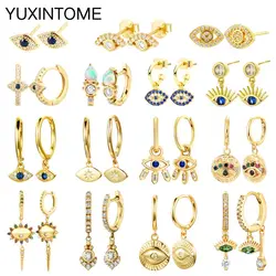 925 Sterling Silver Ear Buckle Eye Zircon Hoop Earrings For Women Gold Silver Color Piercing Earrings Jewelry Pendientes