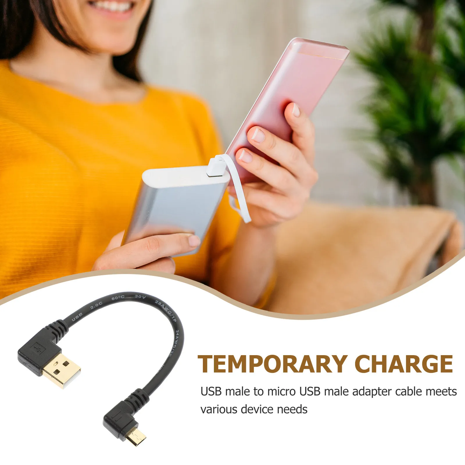 3Pcs Micro Usb 90 D…