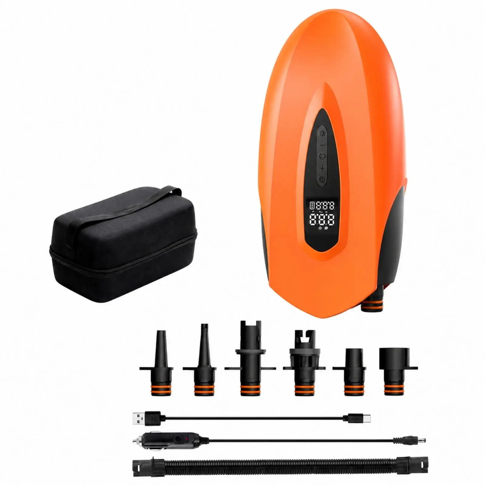 Compact Outdoor Electric Air Pump Portable Inflator Deflator for Camping Airbed Paddleboard with 350l/min Low Pressure Airflow