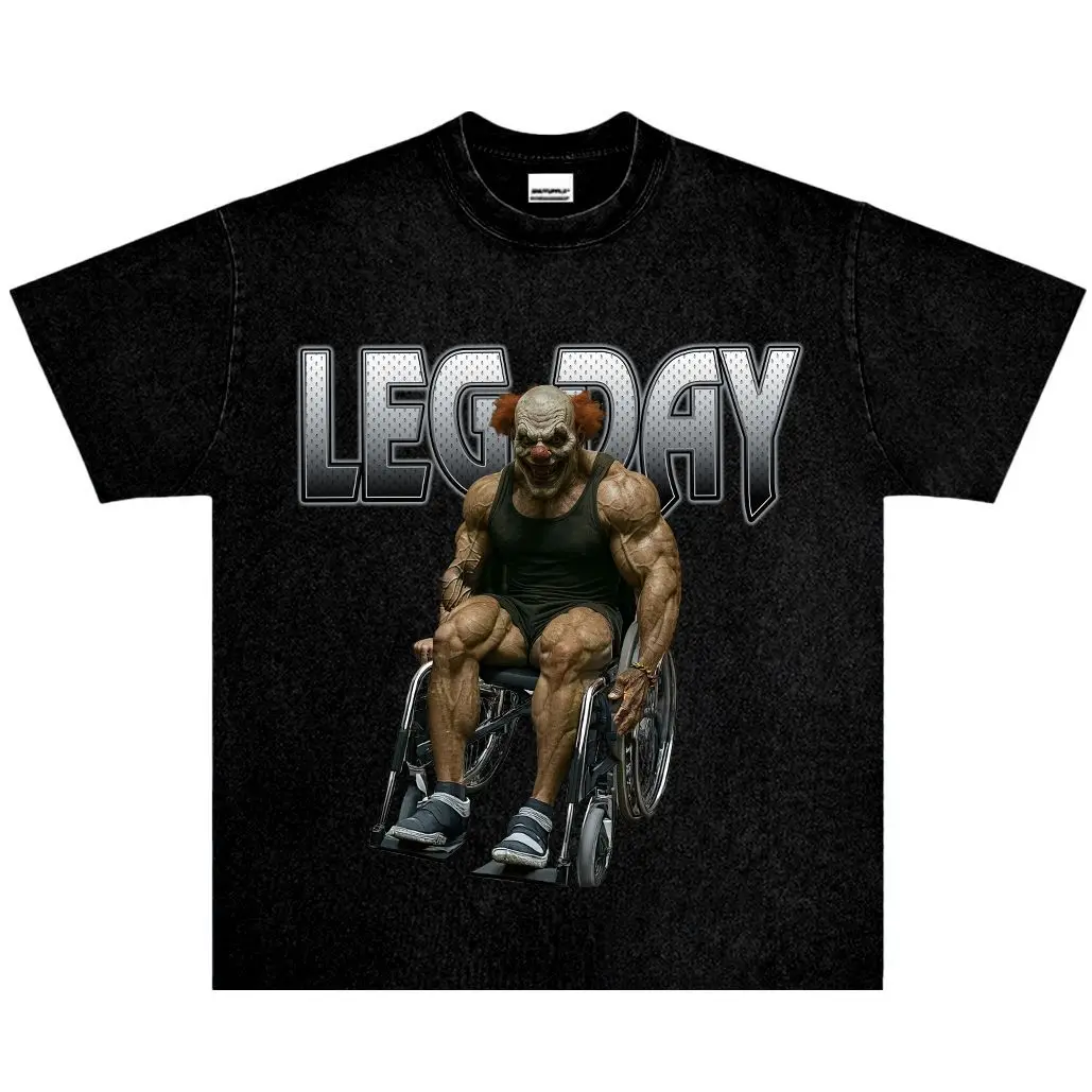 

Fun Spoof Tough Guy Legs Day Фитнес Американская свободная футболка в стиле ретро с короткими рукавами Мужская повседневная одежда Хлопковый дышащий топ