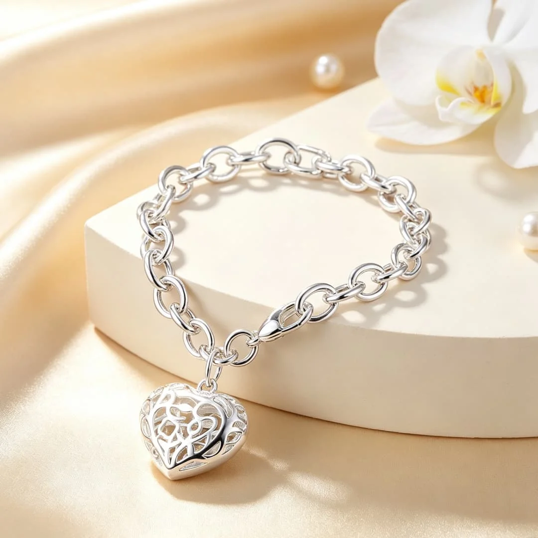 Luxury Brand 925 sterling silver hanging Custom Hollow heart chain Bracelets for women Fashion Party Wedding niche Jewelry Gifts