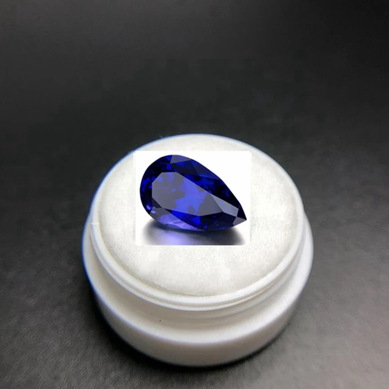 

Box Set Large Tanzanite Blue Sapphire 12.50ct 12x16mm Pear Cut Sri-Lanka VVS Loose Gemstone For Jewelry Making Beads