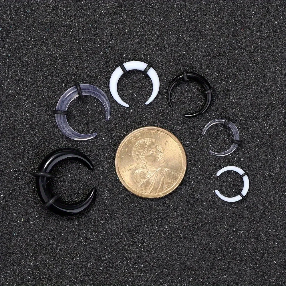 BESTEEL 1Pc Stainless Steel 14G-4G Septum Pincher Taper Septum Ring Acrylic Spike Horseshoe Tunnel Nose Ear Cartilage Stretching