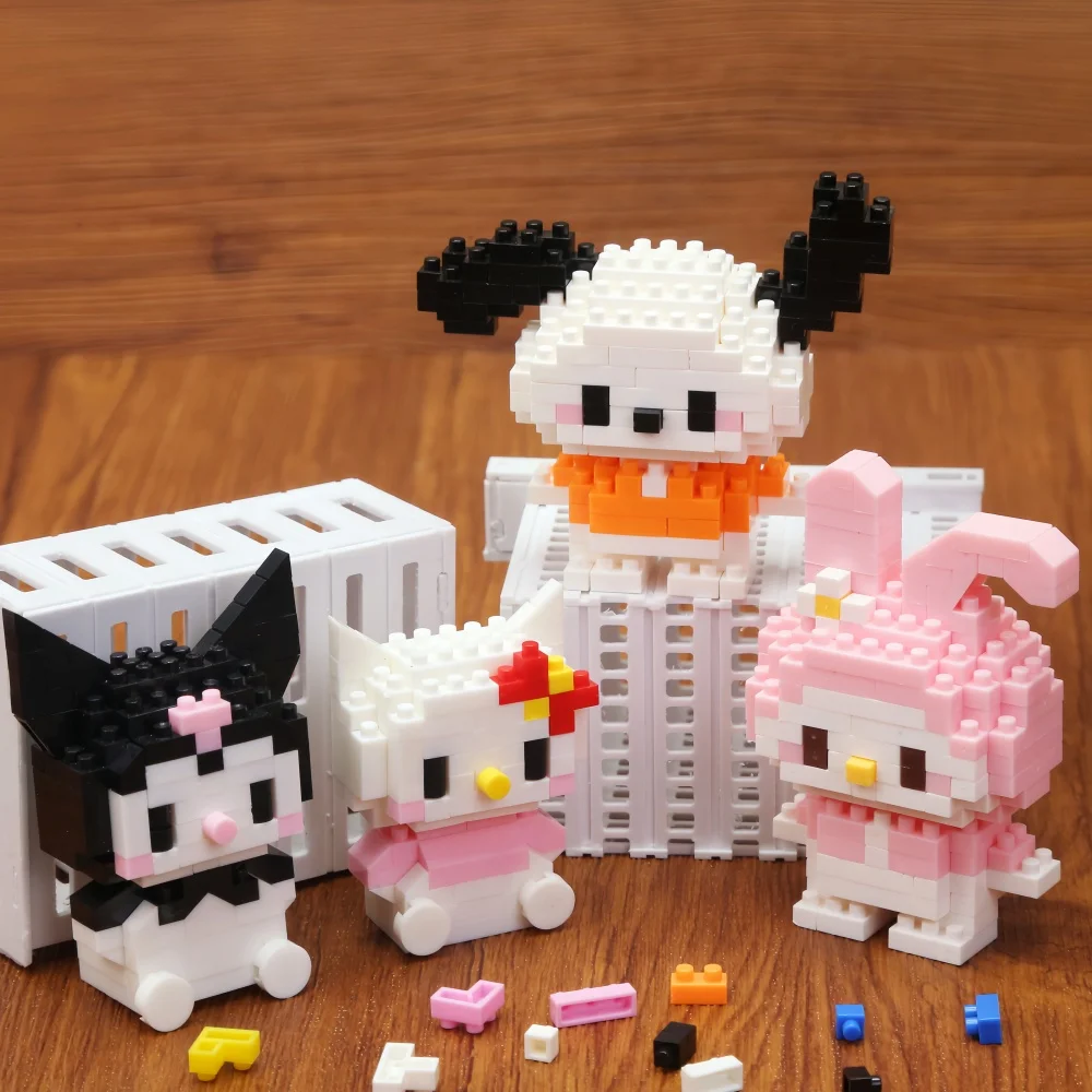 Sanrio Hello Kitty Building Block Assembled Toys Decorative Ornament Anime Figure Kuromi Model My Melody Children's Puzzle Gifts