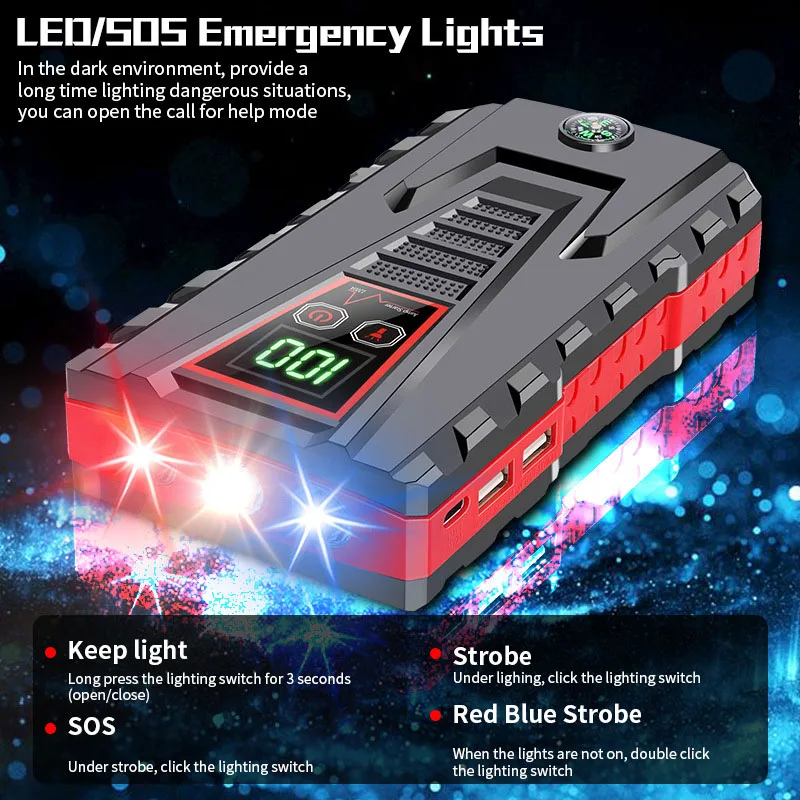 99800mAh المحمولة سيارة الانتقال بدء الذروة 5000A قوة البنك تهمة 12 فولت السيارات بدء المعدات النفط الديزل سيارة بطارية الطوارئ
