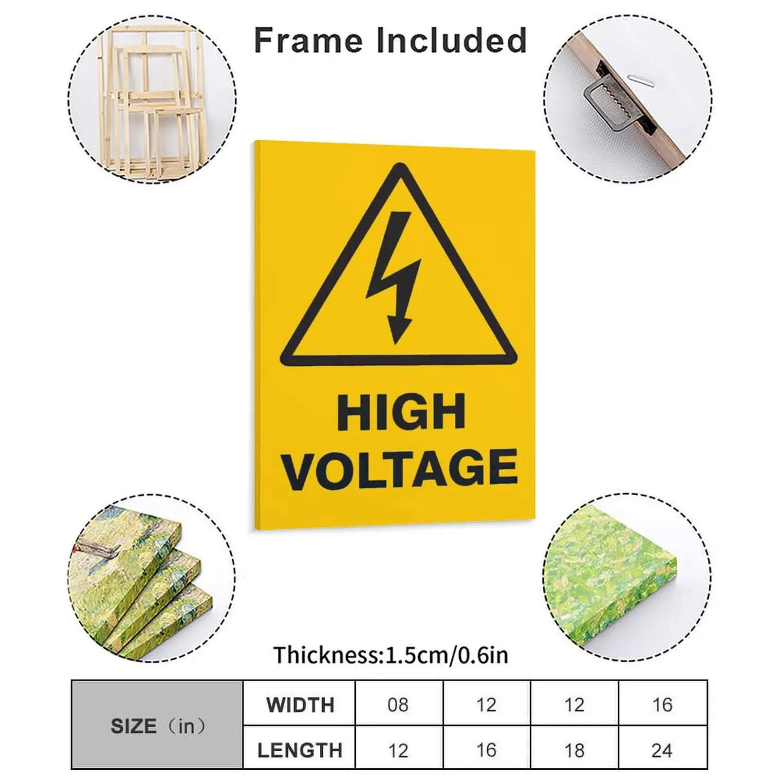Warning High Voltage Canvas Painting Personalized Classic Party Design Wall Decor Framed Wall Paintings