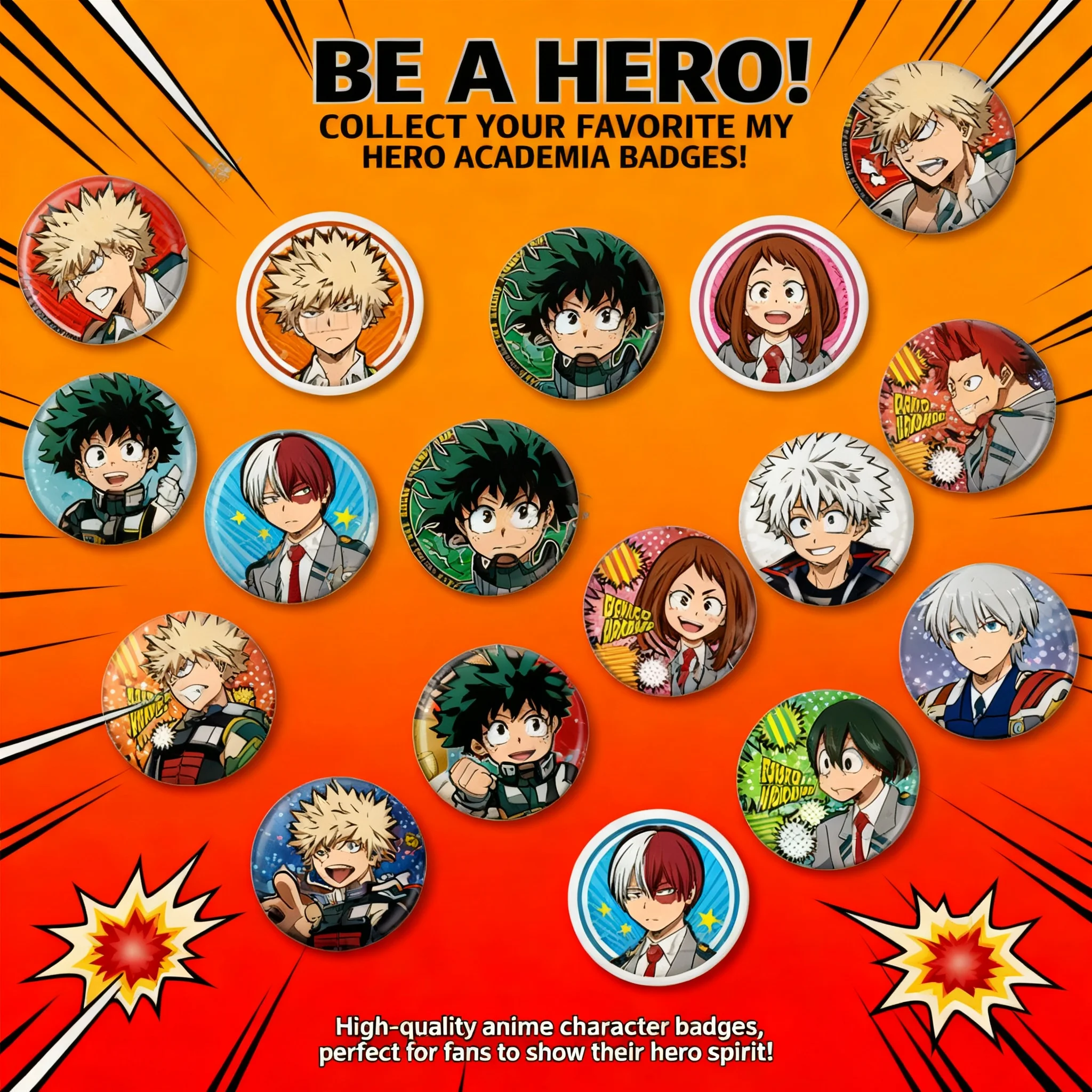 

My Hero Academia Badge Deku Bakugo Todoroki Anime Pin Brooch Accessory Merchandise Collectible Gift Cosplay Cute Kawaii Japan