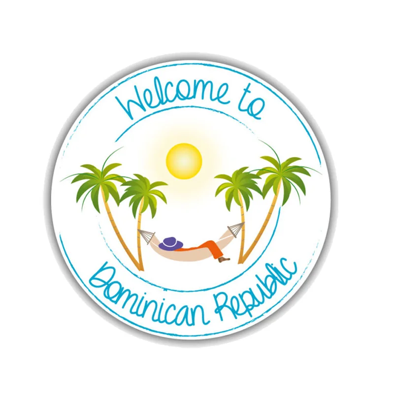 V1452# Welcome To Dominican Republic Travel  PVC Motorcycle Car Sticker Waterproof Car Accessories Decor