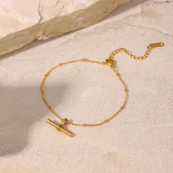 New Kpop Simple Charm Geometric Chain Bracelet for Women 316L Stainless steel IP Gold Plated Does Not Fade